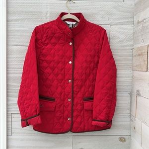 Relativity Red Plaid Puffer Quilted Coat with Pockets and Buttons